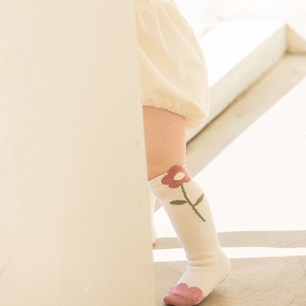 Småbørns Strømpebukser Tegneserie Blomst Stil Blød Elastisk Åndbar Småbørns Høje Strømper til Hjem Soveværelse XS (Fodlængde 3,5 til 4,7 tommer) Aldre 0 til 1 År Gammel