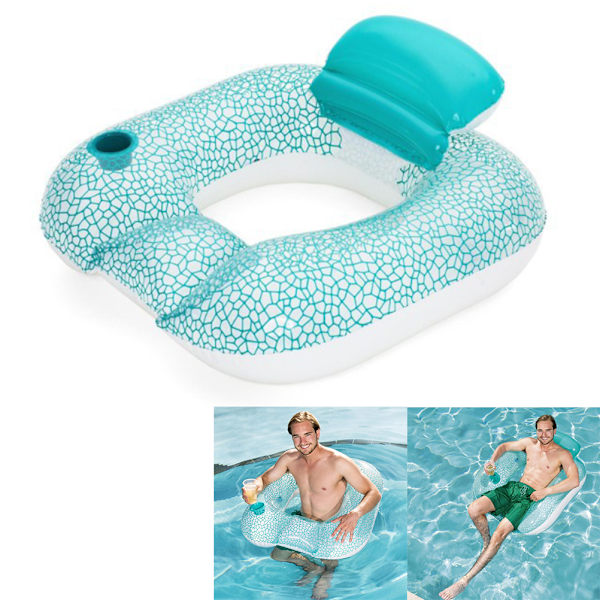 Pool Floats Uppblåsbar vattenstol med kopphållare Vattenhängmatta Simvattenleksaker Poolkul