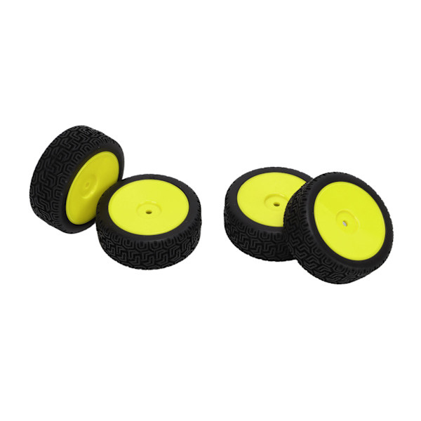 4st 1/10 RC Däck Set Gummi Stark buffrande Hög slitstyrka Slitstarka hjul Set för 1/10 platt sportbil Gul