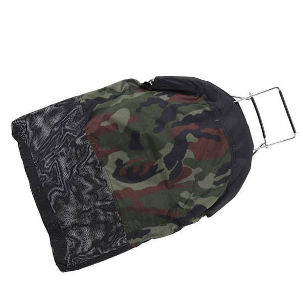 Fiskenet Taske Mesh Taske Rustfrit Stål Fjeder Nylon Camouflage Foldbar Stor Kapacitet Holdbar Oxford Klud Enhåndsbetjening til Fiskeri Dykning