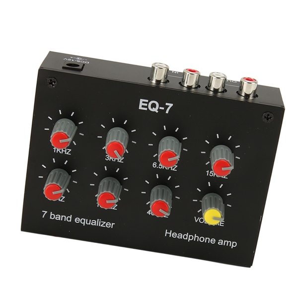 7 Band Equalizer RCA Input Output Volum Justerbar 2 Kanaler Bil Equalizer EQ Bilhodetelefonforsterker for bilbåtmotorsykkel