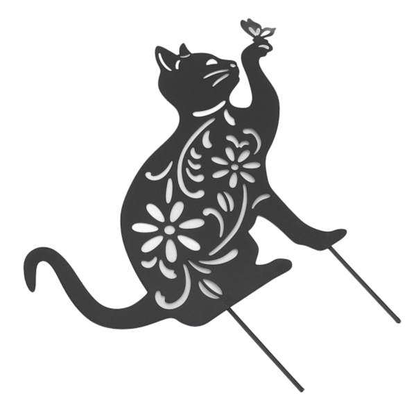 Svart kattstatyett söt svart katt levande utseende ihålig design hållbar metall svart katt dekor för hem trädgård trädgård