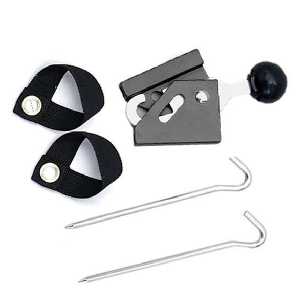 Tältstödssats med justerbar tumme i aluminiumlegering för utomhuscamping, 6 mm svart
