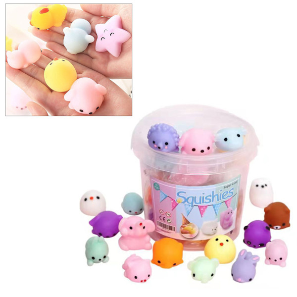 24 stk Squeeze Toy Søt Soft Safe TPR Squeeze Dolls Decompres Stress Toy for Office Home
