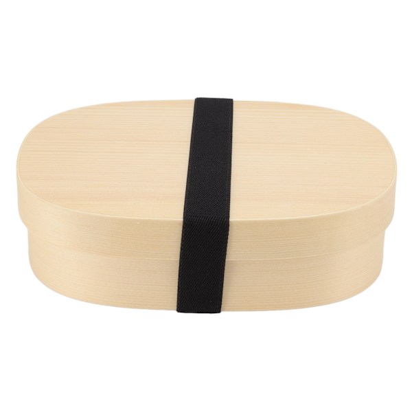 Bento-laatikko, kannettava japanilaistyylinen puinen, suuri, yksikerroksinen, irrotettava väliseinä, lounasbento-laatikko hihnalla