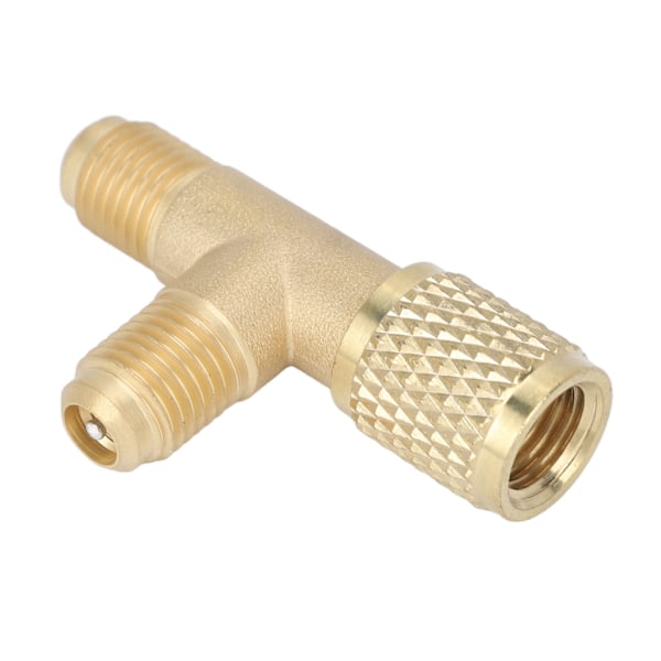 Snabbkoppling Tee Adapter med Ventilkärna Mässing 1/4in SAE Robust Struktur för R22 R12 R134
