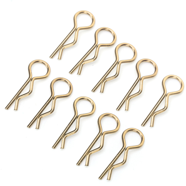 10st RC Car Shell Clip RShape Metal Body Clips Pins för 1/5 1/6 1/8 1/10 RC Car (Guld)