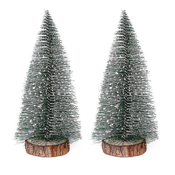 Gyfdym lite juletre, mini juletre, mini furutre, flaskebørste falske trær med trebunn for bordplate