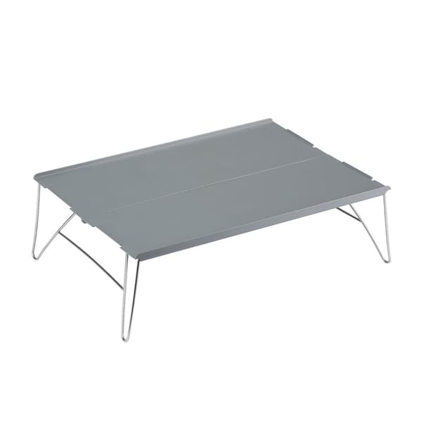 Bärbart hopfällbart utomhusbord i aluminiumlegering, mini lätt picknickbord för camping BBQ grå