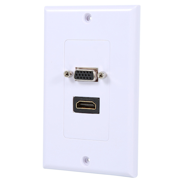 1 Port HDMI Hunn 1 Port VGA Hunn AV Vegguttak Video Sokkel Face Connector Plate Hvit