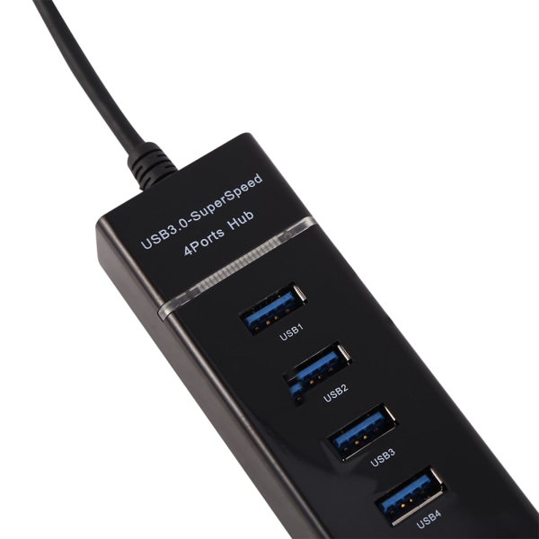 Høyhastighets 4-porter USB 3.0 Hub Converter Adapter Bærbar Extender for Macbook Kortleser Svart