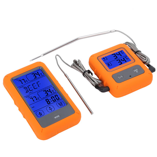 Trådløs LCD-berøringskontroll digital mattermometer Dual Probe IPX7 vanntett detektor