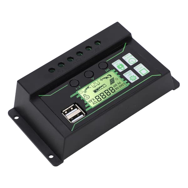 Solarladeregulator 20A 2 USB-utganger PWM-kontroll 3-trinns lading Solcellepanelregulator 12V 24V