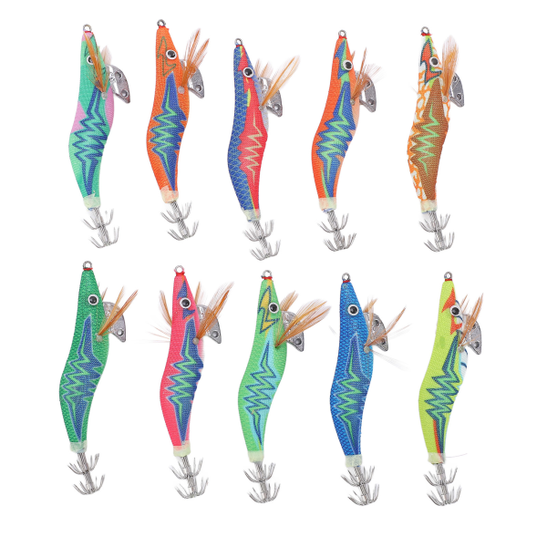 Blæksprutte Jig fiskelokkemad med 3D naturtro øjne udendørs lysende hale Saltvandsrejer lokker2,5#
