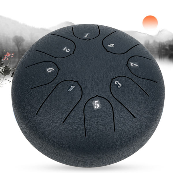 6in 8 Tones Pan Drum C Major Hand Tank Tongue Drum with kumi Support Pad Navy Blue