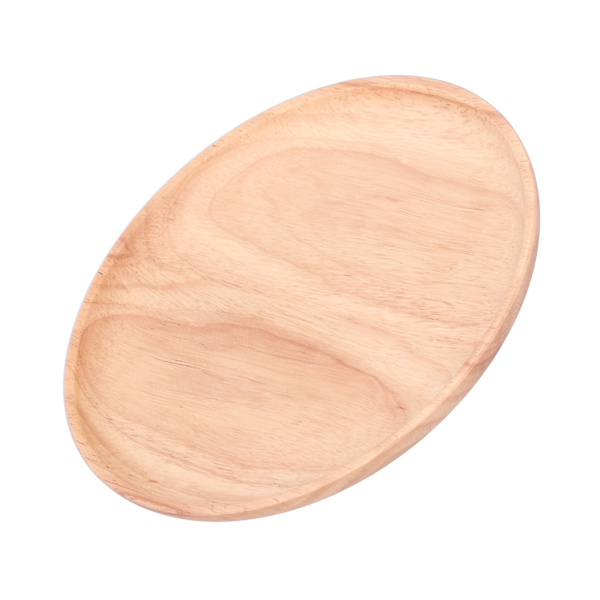 Rund serveringsbrett i gummitre for middag, te, frukt, snacks og matlagring, 20 cm
