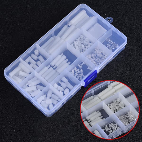 210 stk. Plastskruer og muttere sett med oppbevaringsboks for DIY Raspberry Pi 2 3