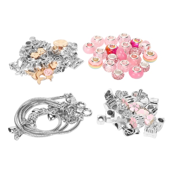 Armbandstillverkningssats Utsökt Basic Armbandshänge Stora pärlor Färgade pärlor Gör-det-själv set Rosa