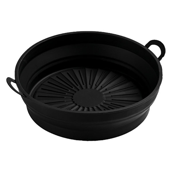 Foldbar 8,5 tommer friture silikoneforing fødevarekvalitet høj temperaturbestandig rund friture silikonepotte 8,5 tommer sort