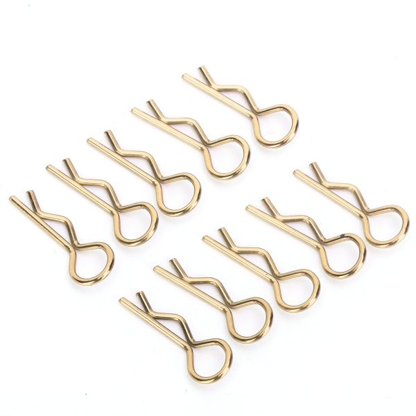 10st RC Car Shell Clip RShape Metal Body Clips Pins för 1/5 1/6 1/8 1/10 RC Car (Guld)