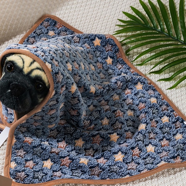 Varmt Dyre tæppe Efterår Vinter Lille Stjerne Print Fluffy Koldsikkert Hund Kat Tæppe til Hunde Hvalpe Katte Purplish Blå Lille Stjerne Tæppe S