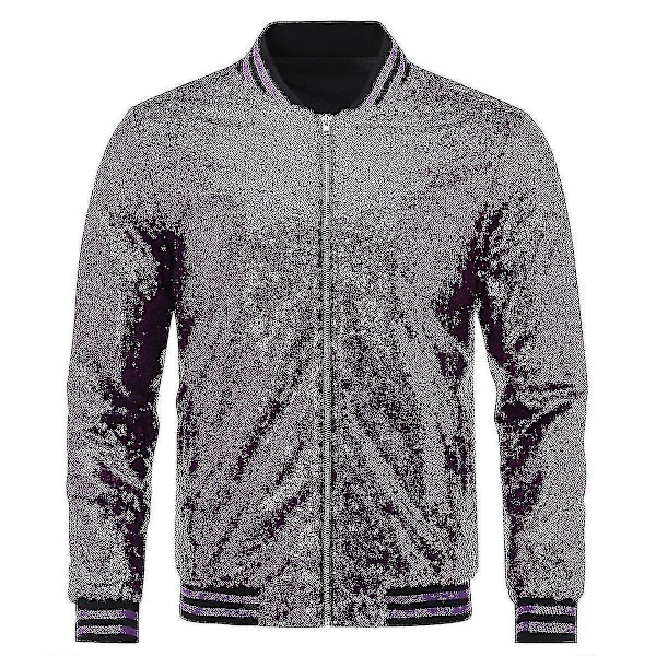 Herre Sequin Fest Bomber Jakke Lilla