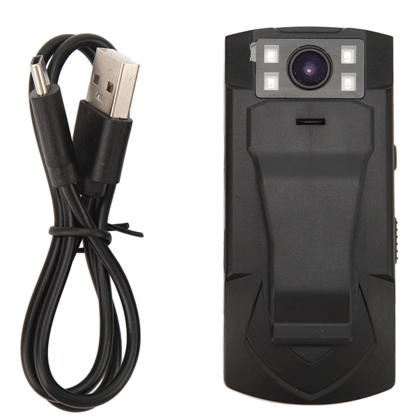Bærbart kroppskamera med ryggklemme 1080P vidvinkel 120 grader infrarødt nattsynskamera for hjemme utendørs
