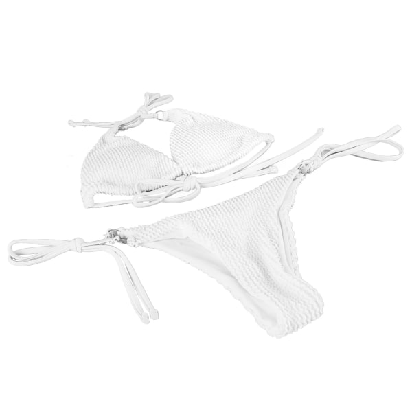 Crosscross Bikini Set Tie Side Ren Färg Dam 2 delar Baddräkt Baddräkt för sommar Strand Simning Vit M