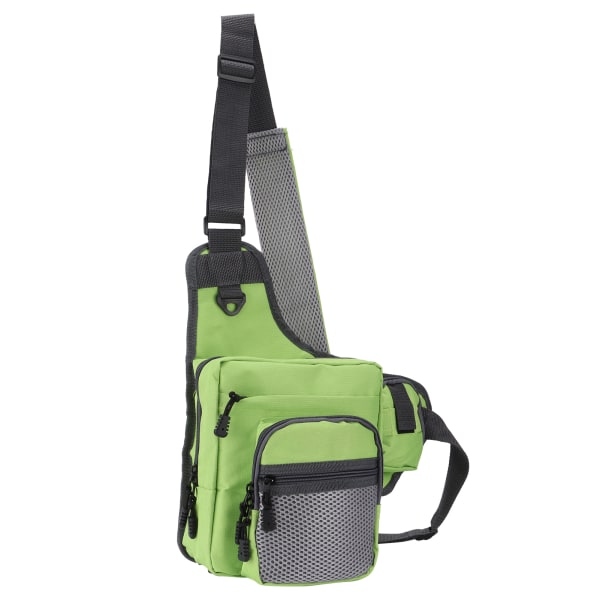 Polyester multifunktionell crossbody-väska för fiskeredskap med justerbara axelremmar (grön)