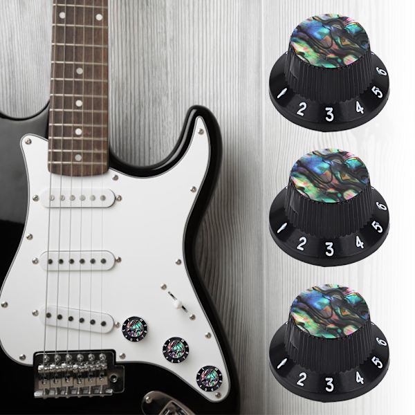 3 st Kontrollratt Elgitarr Svart Knoppsats för ersättningsinstrumenttillbehör