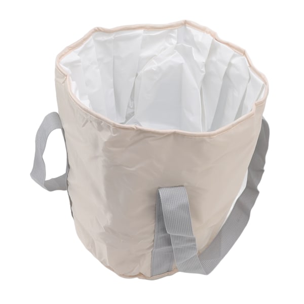 Sammenklappelig Fodbad Polyester Dobbelt Lag Sammenklappelig Camping Spand Med Opbevaringspose Til Udendørs Beige