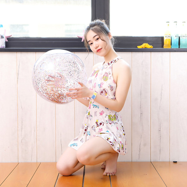 16 tum Glitter Uppblåsbar Strandboll PVC Fällbar Strandboll Simbassäng Boll för Utomhus