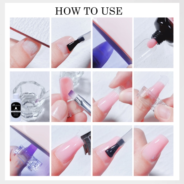 15ml nagelförlängningslim 10-delat set nagelformsborste nagelkristallförlängningslimset kristalllim