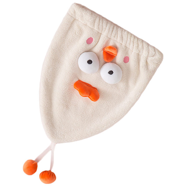 Hår torkning mössor Ultra absorberande mikrofiber dusch wrap handdukar mjuka söta tecknad snabb torkning bad hatt för vått långt tjockt hår Beige Kyckling