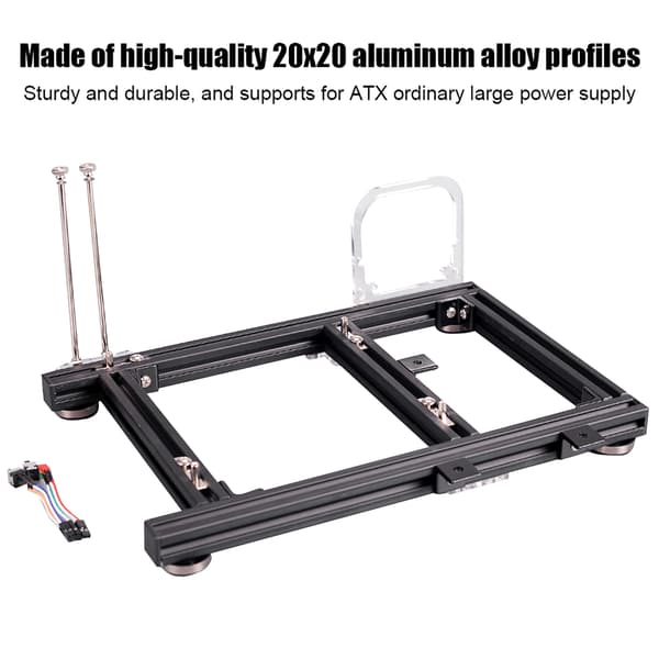 DIY Åben Ramme Varmeafledning Aluminium Legering Computer PC Kabinet Chassis til ITX (Sort S)