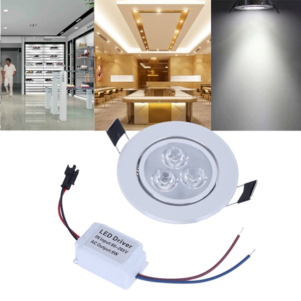 9W LED Indbygget Loftslampe Downlight Justerbar Dæmpbar Spotlight Lampe til Hotel Smykkeskabe