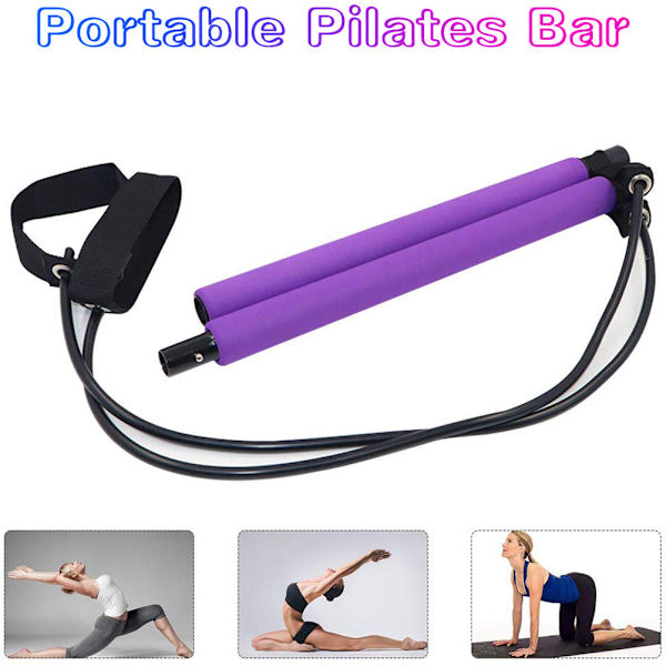 Bærbart Pilates Bar Kit med modstandsbånd Træningspilates Bar med Foot Loop Body Workout Toning Bar