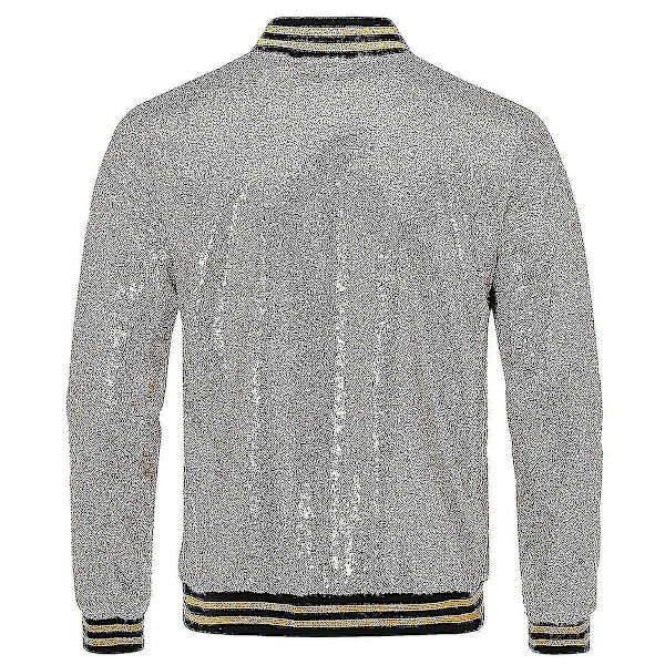 Herre Sequin Party Bomber Glidelås Jakke L Gull