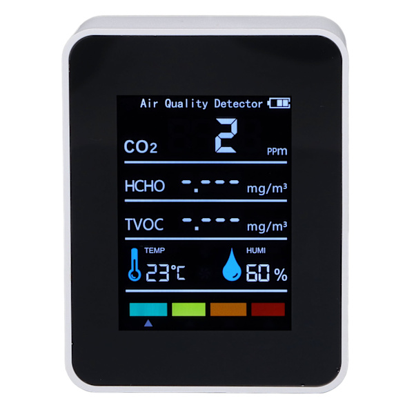 Vit infraröd CO2-detektor Realtidsavläsning Noggrann koldioxidtemperatur Luftfuktighet Luftkvalitetsmätare Mätare