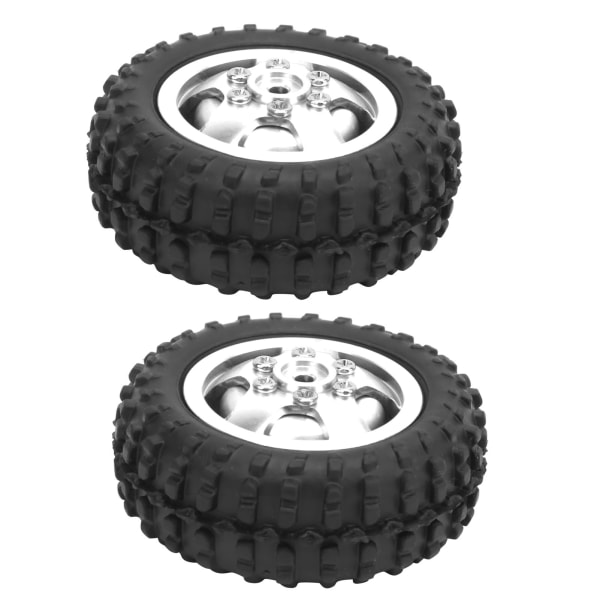 D12005 52mm RC bildäck Gummi Aluminiumlegering Antisladd däck för WPL D12 1/10 RC Truck(Silver S)