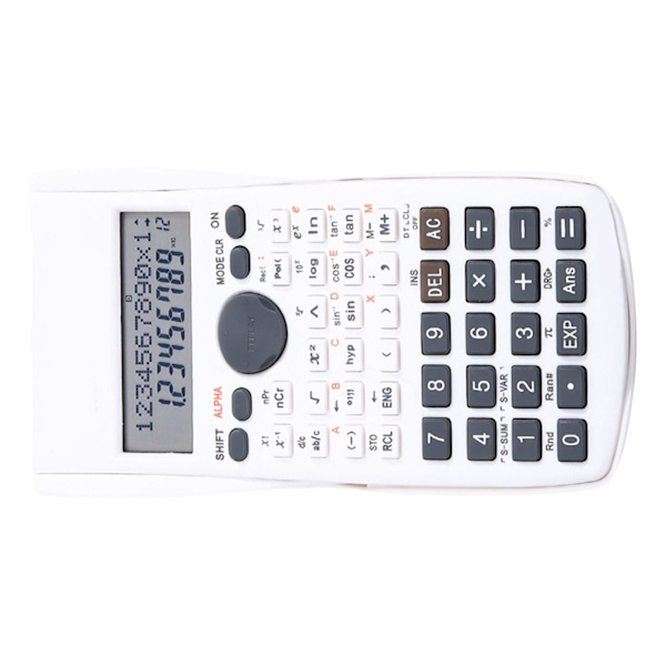 Scientific Calculator 12 cifret 240 funktioner Multifunktion stort display funktion lommeregner med glidende hårdt låg Hvid