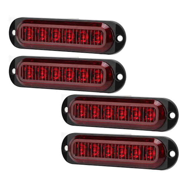 4 stk. Lastvogns Sidelys Høj Lysstyrke 90LM IP65 Vandafvisende 6 LED'er Lastvogns Nødlys 12‑24V Rød