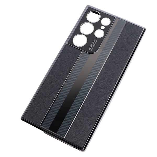 Case för Samsung Galaxy Silikonläder Stötsäkert helkroppsskydd Smal cover för resor Daglig användning Svart för S23 Ultra