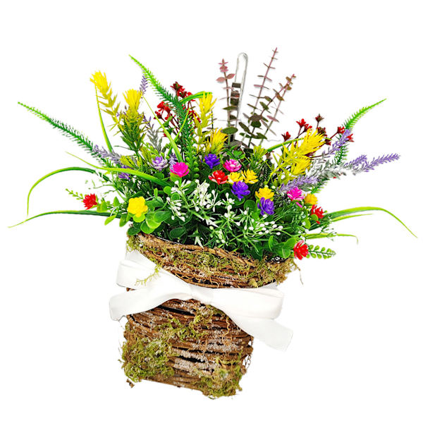 Texas Wildflower Krans Floral Kunstig Sommerhus Krans Sommer Forår Levende Blomsterkrans til Hoveddør Dekoration