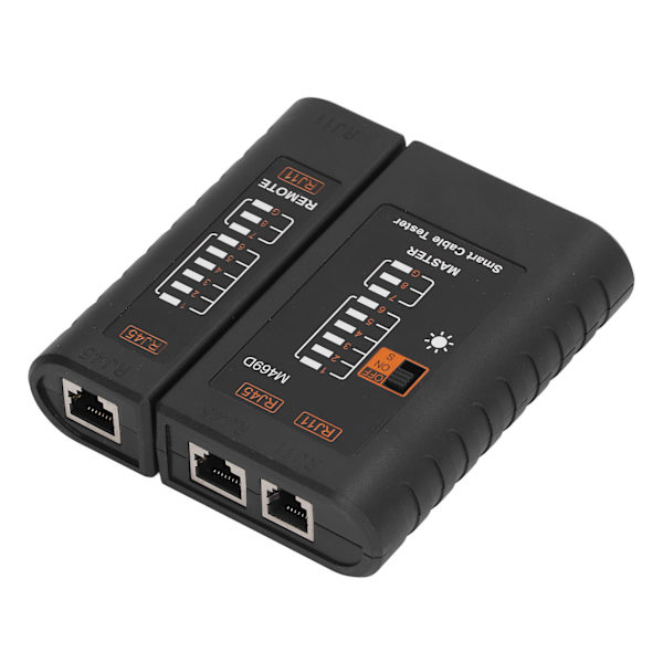 Nettverkskabeltester LED ABS Nøyaktig deteksjon Bærbar LAN-kabeltester Svart RJ45 RJ11