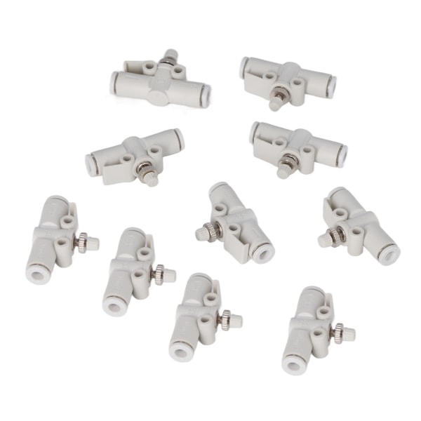 10 stk. luftstrømsreguleringsventil PVC pneumatisk lige push-to-connect slangefittings