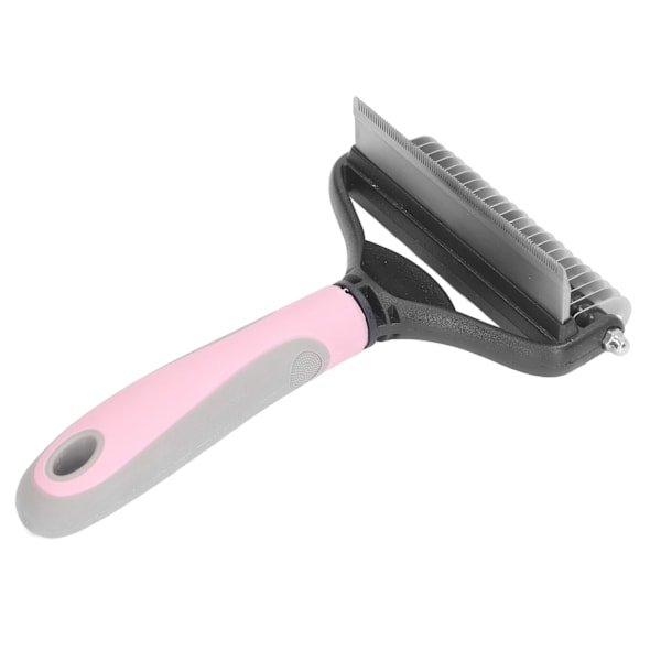 2 i 1 Hundeavfettingsbørste Fjerner floker og knuter Stålbørste for hunder med floker Valp Stor Rosa