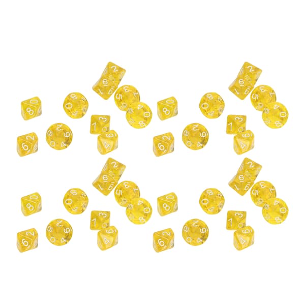 40 STK Tall Terninger 10 Sider Plast Polyhedral Terning Sett for Brettspill Undervisning Underholdning Gul