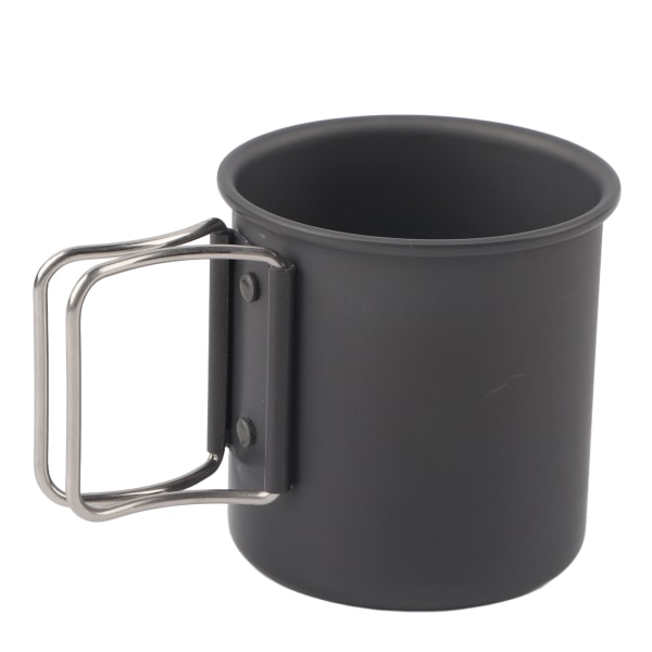 Utomhuscamping drickskopp med vikbart handtag Kaffemugg i aluminiumlegering Svart