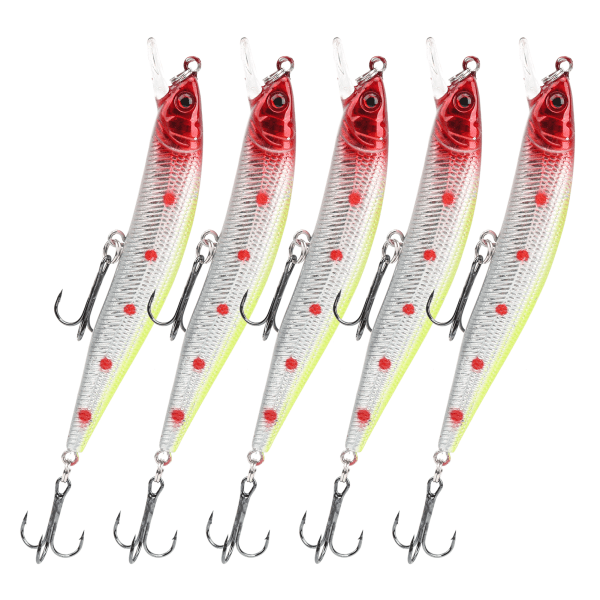 5 st artificiell simulering Minnow Long Shot lockbete med diskantkrok fisketillbehör3#